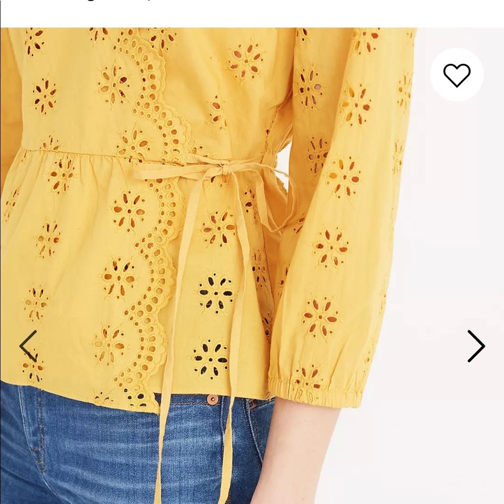 NWT 🌺 Madewell Scalloped Eyelet Wrap Top Sz M - Picture 4 of 9